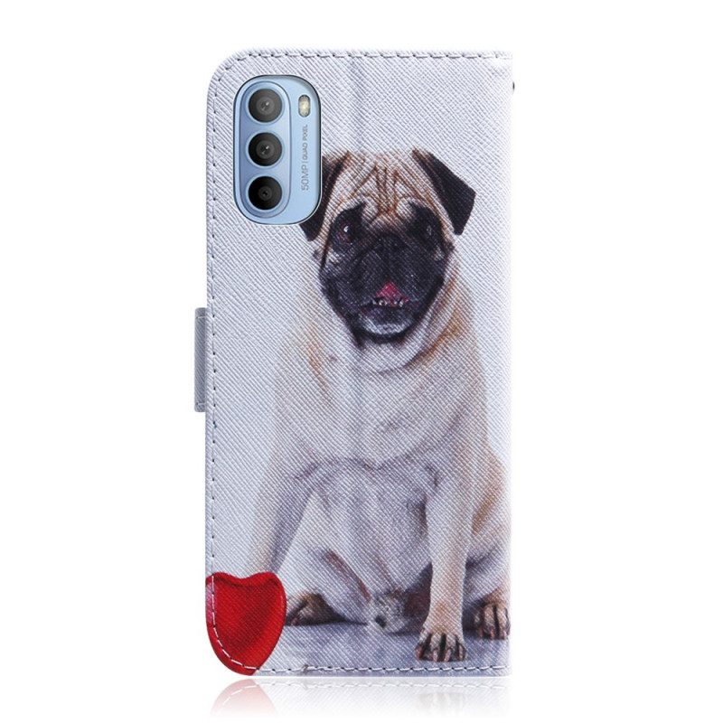 Leren Hoesje voor Moto G41 / G31 Mops Hond