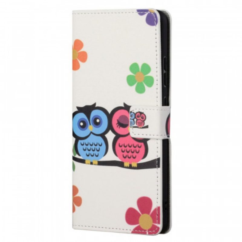 Leren Hoesje voor Moto G41 / G31 Uil Familie