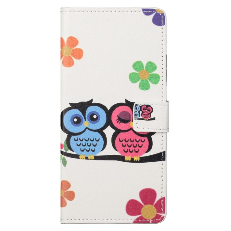 Leren Hoesje voor Moto G41 / G31 Uil Familie