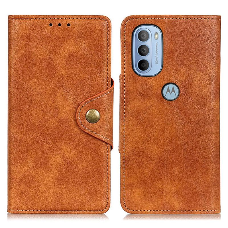 Leren Hoesje voor Moto G41 / G31 Vintage Kunstleer En Knop