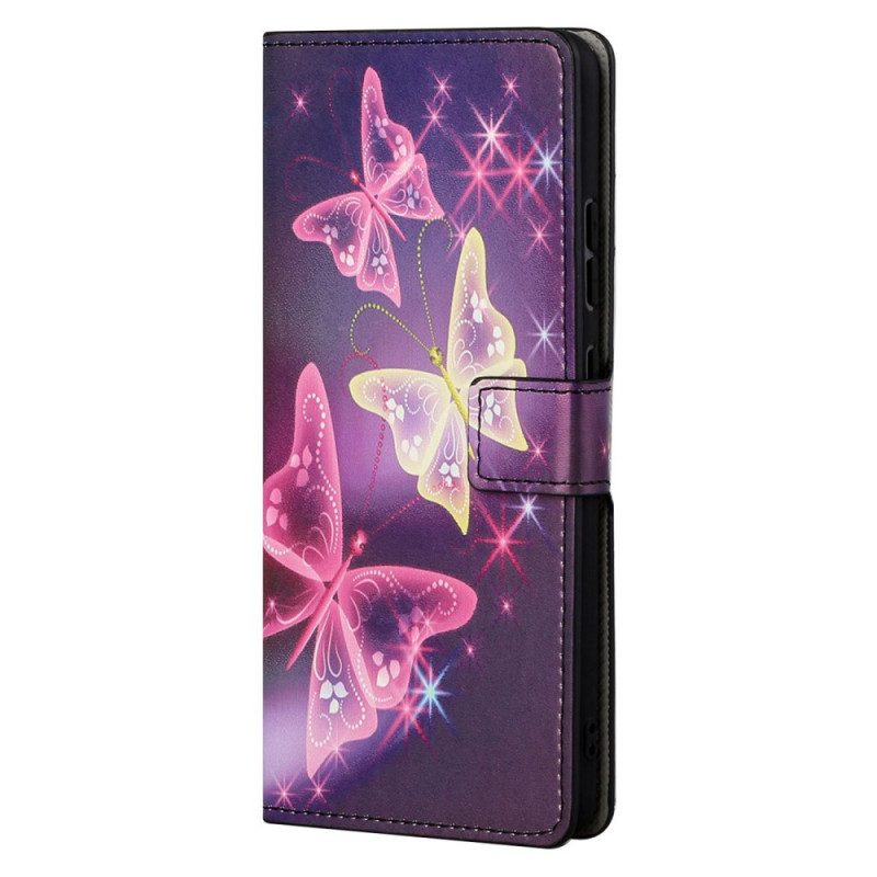 Leren Hoesje voor Moto G41 / G31 Vlinders En Bloemen