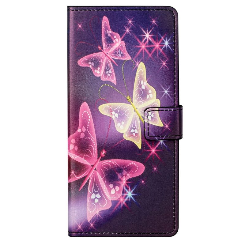 Leren Hoesje voor Moto G41 / G31 Vlinders En Bloemen