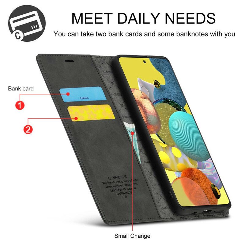 Bescherming Hoesje voor Samsung Galaxy A51 Folio-hoesje Lc.imeeke Ledereffect