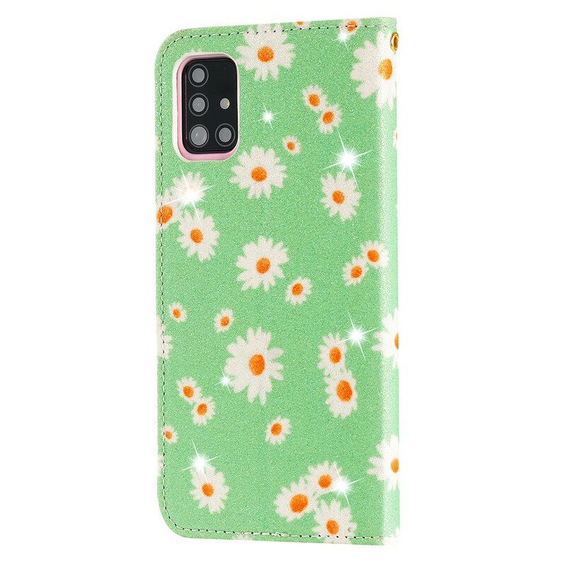 Bescherming Hoesje voor Samsung Galaxy A51 Folio-hoesje Madeliefjes Van Imitatieleer