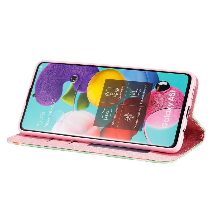 Bescherming Hoesje voor Samsung Galaxy A51 Folio-hoesje Madeliefjes Van Imitatieleer