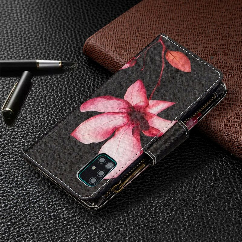 Flip Case voor Samsung Galaxy A51 Bloemzak Met Ritssluiting