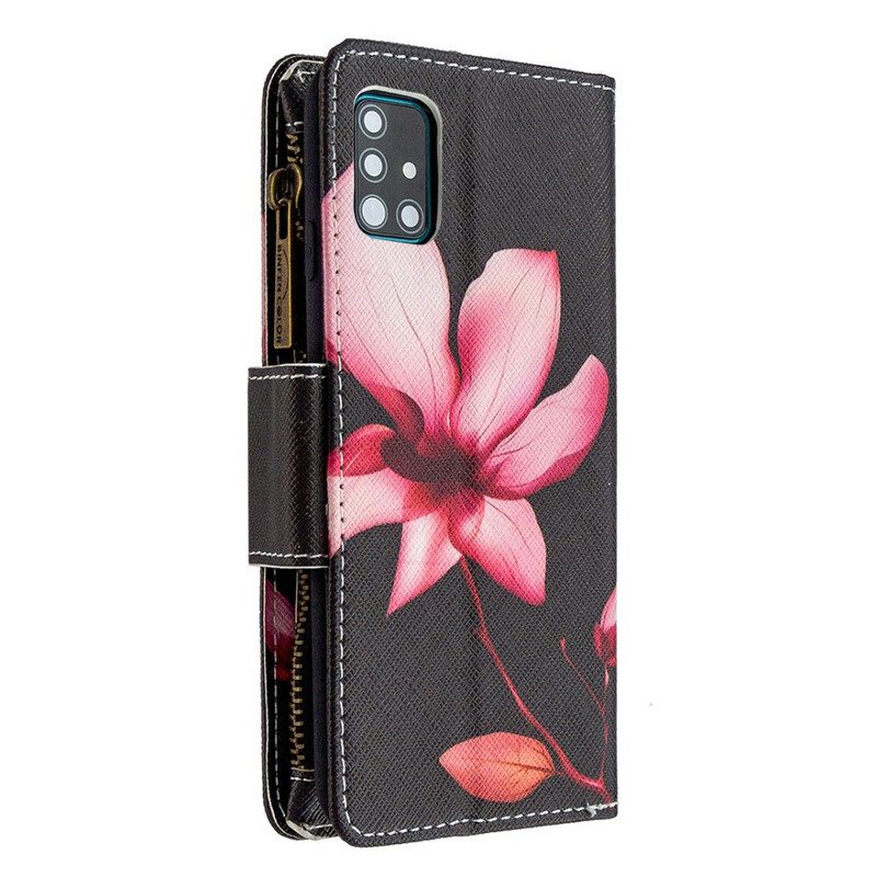 Flip Case voor Samsung Galaxy A51 Bloemzak Met Ritssluiting