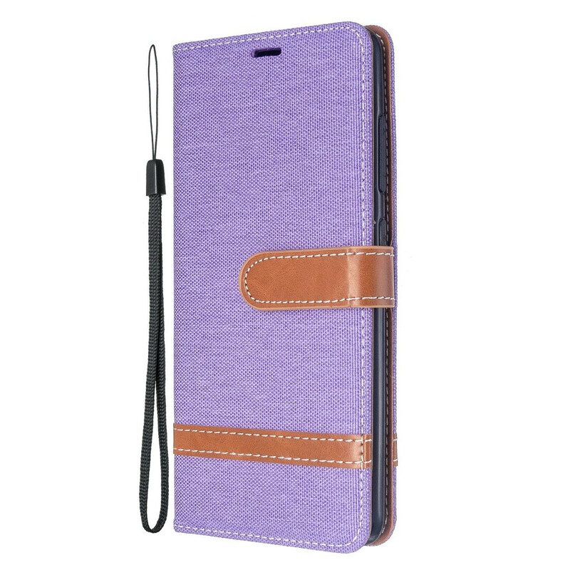 Flip Case voor Samsung Galaxy A51 Met Ketting Band Van Stof En Leereffect