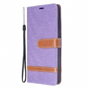 Flip Case voor Samsung Galaxy A51 Met Ketting Band Van Stof En Leereffect