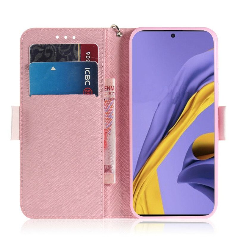 Flip Case voor Samsung Galaxy A51 Met Ketting Strappy Kattenvrienden