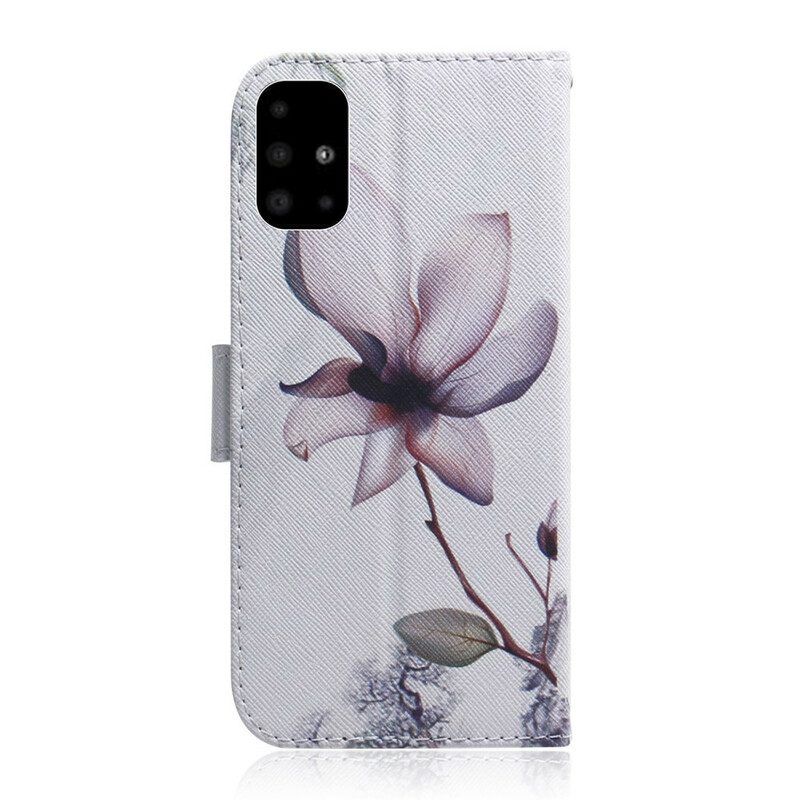 Folio-hoesje voor Samsung Galaxy A51 Bloem Stoffig Roze