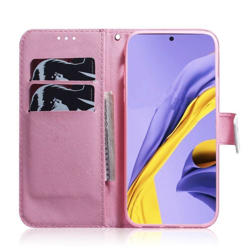 Folio-hoesje voor Samsung Galaxy A51 Bloem Stoffig Roze