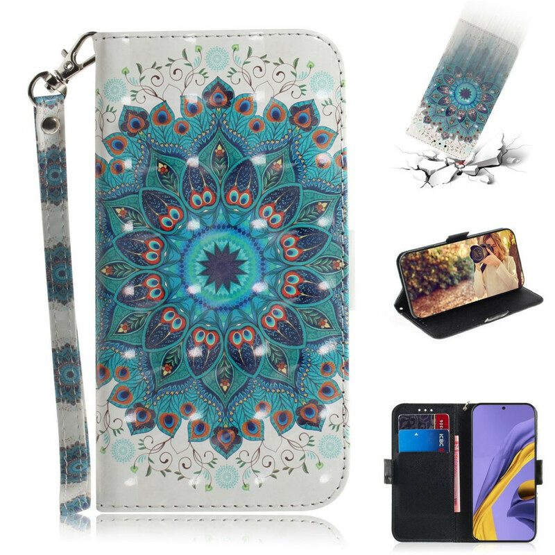 Folio-hoesje voor Samsung Galaxy A51 Met Ketting Meesterlijke Mandala Met Riem