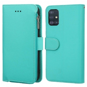 Folio-hoesje voor Samsung Galaxy A51 Microfiber Lederen Stijl Zak Met Rits