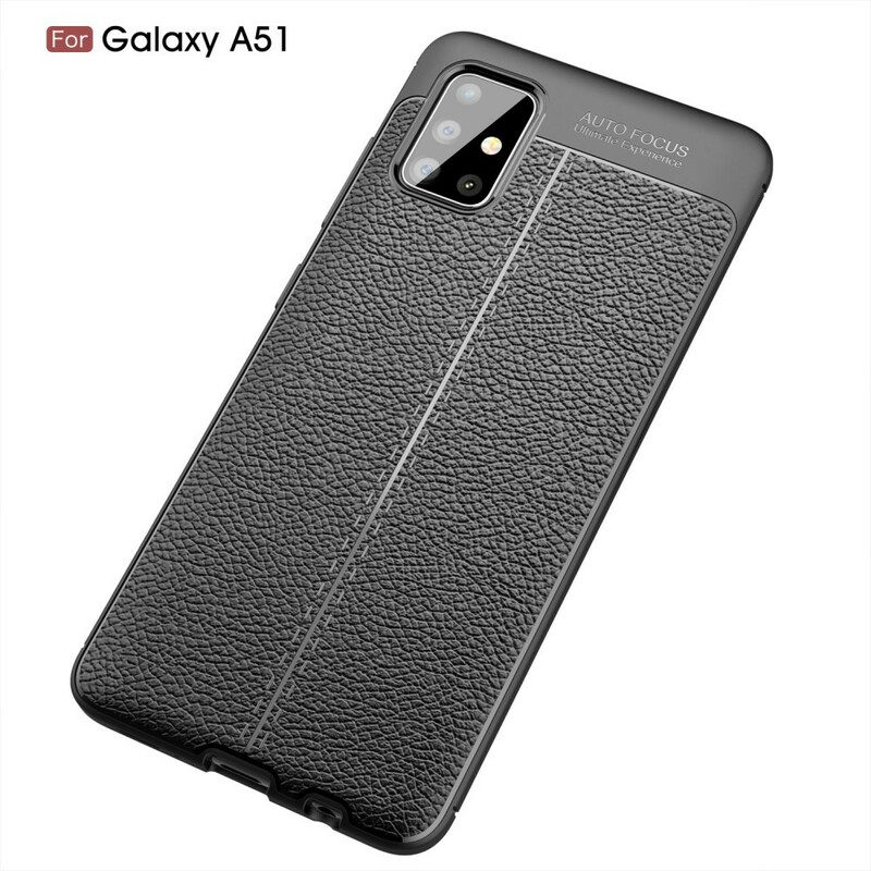 Hoesje voor Samsung Galaxy A51 Dubbellijnig Litchi-leereffect