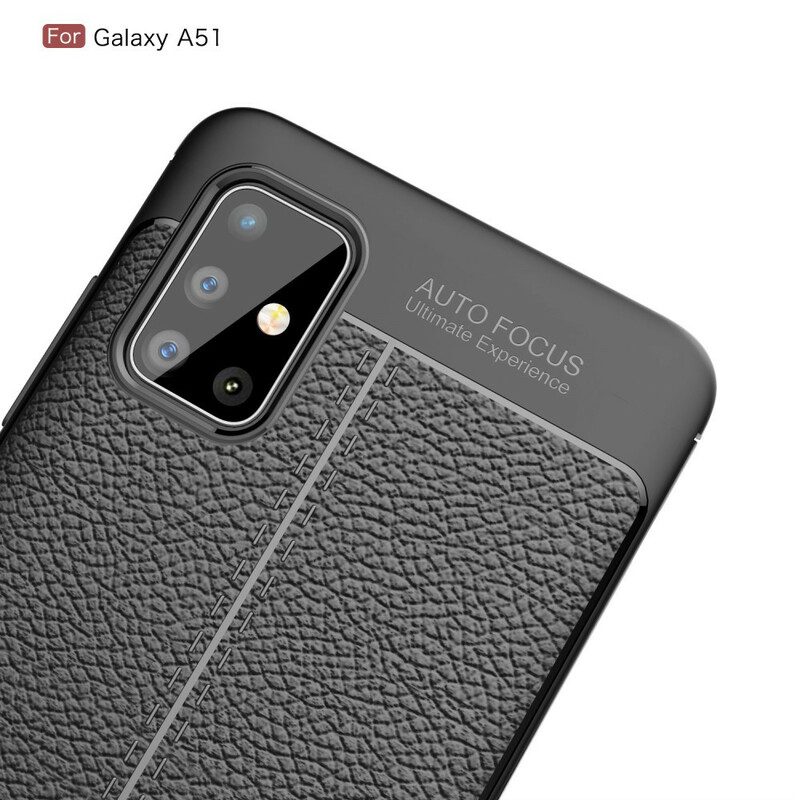 Hoesje voor Samsung Galaxy A51 Dubbellijnig Litchi-leereffect