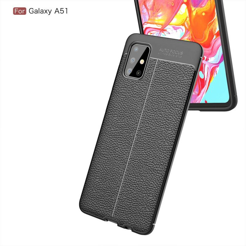 Hoesje voor Samsung Galaxy A51 Dubbellijnig Litchi-leereffect