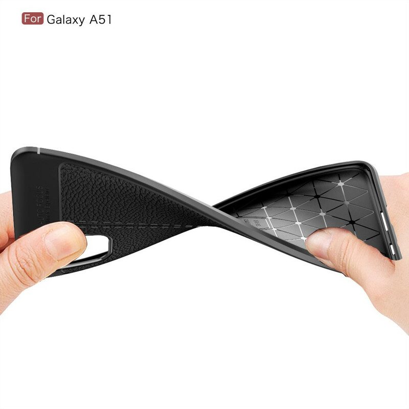 Hoesje voor Samsung Galaxy A51 Dubbellijnig Litchi-leereffect