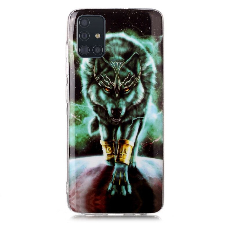 Hoesje voor Samsung Galaxy A51 Fluorescerende Wolf-serie