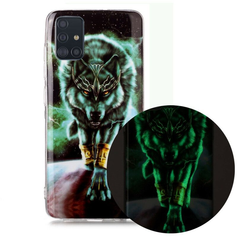 Hoesje voor Samsung Galaxy A51 Fluorescerende Wolf-serie