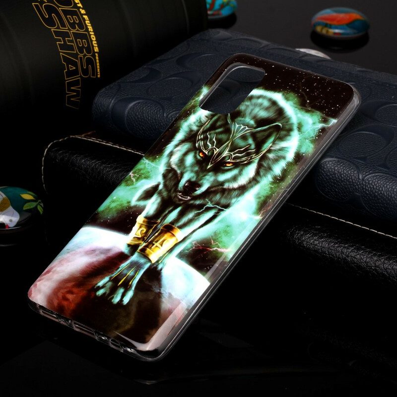 Hoesje voor Samsung Galaxy A51 Fluorescerende Wolf-serie