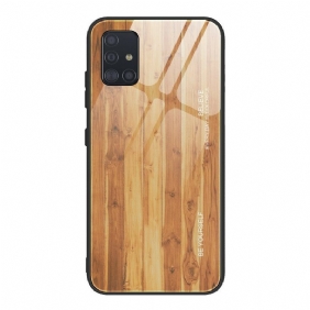 Hoesje voor Samsung Galaxy A51 Houtdesign Gehard Glas