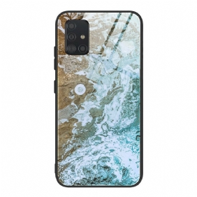 Hoesje voor Samsung Galaxy A51 Marmeren Kleuren Gehard Glas