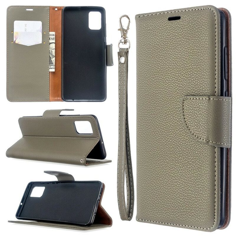 Leren Hoesje voor Samsung Galaxy A51 Folio-hoesje Lychee Rabat Schuin