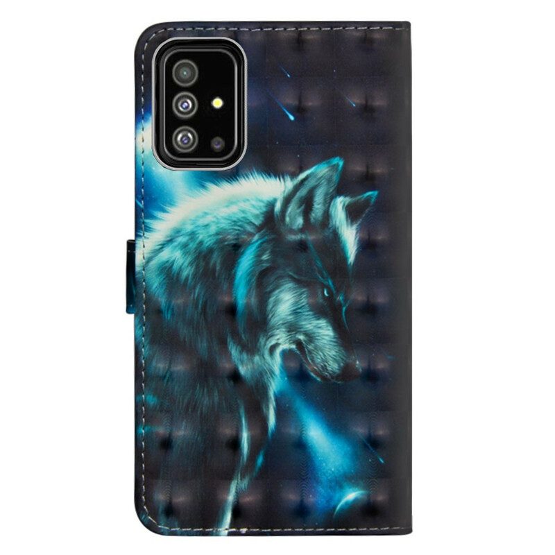 Leren Hoesje voor Samsung Galaxy A51 Majestueuze Wolf