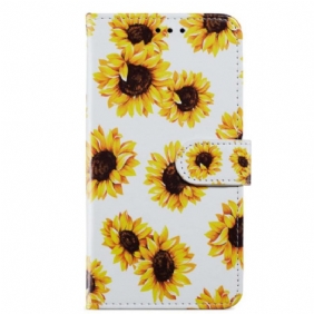 Folio-hoesje voor Google Pixel 7A Met Ketting String Zonnebloemen