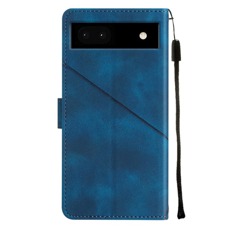 Leren Hoesje voor Google Pixel 7A Met Ketting Jaren 70-stijl Met Bandjes