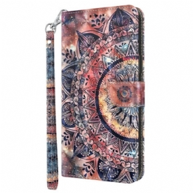 Leren Hoesje voor Google Pixel 7A Met Ketting Strappy Aquarel Mandala