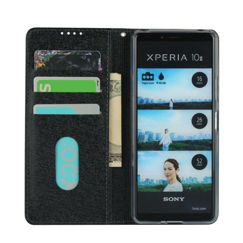 Bescherming Hoesje voor Sony Xperia 10 II Folio-hoesje Zachte Lederen Stijl Met Riem