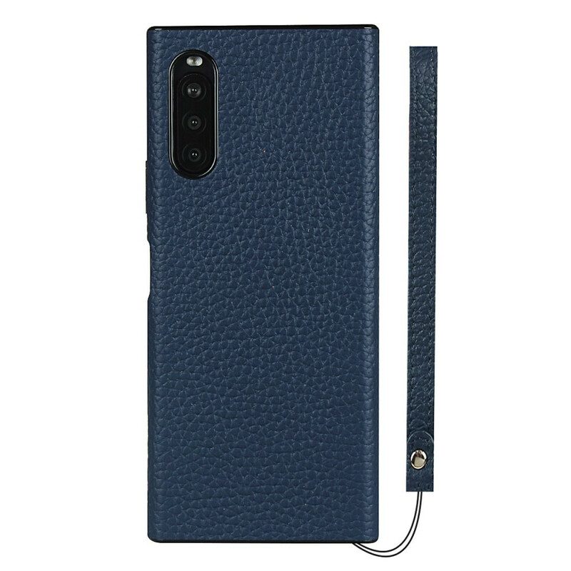 Hoesje voor Sony Xperia 10 II Echt Litchi Leer Met Riem