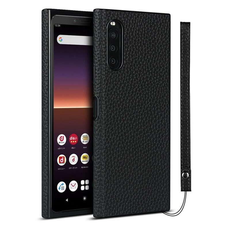 Hoesje voor Sony Xperia 10 II Echt Litchi Leer Met Riem