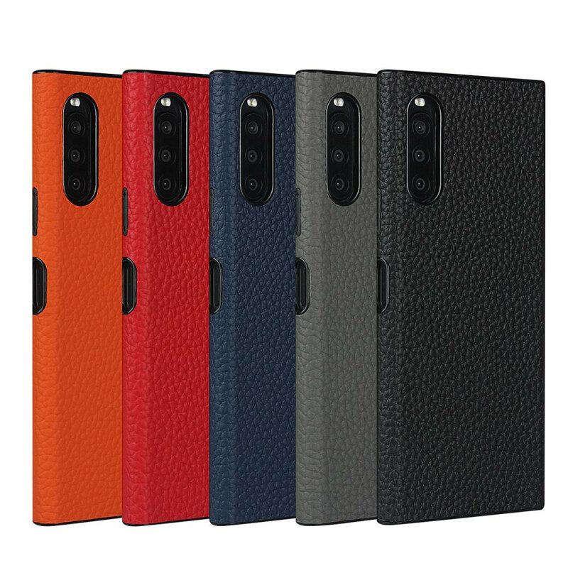 Hoesje voor Sony Xperia 10 II Echt Litchi Leer Met Riem